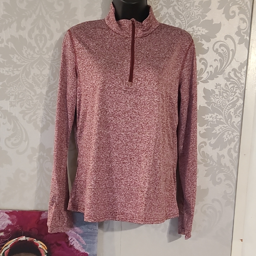 Women's Heathered Burgundy Quarter-Zip Top - Picture 1 of 6